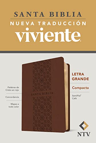 Santa Biblia NTV, Edición compacta, letra grande (SentiPiel, Café, Letra Roja) (Spanish Edition)