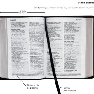 Biblia Católica en español. Símil piel negro, tamaño compacto / Catholic Bible. Spanish-Language, Leathersoft, Black, Compact