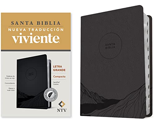 Santa Biblia NTV, Edición compacta, letra grande (SentiPiel, Carbón, Índice, Letra Roja) (Spanish Edition)