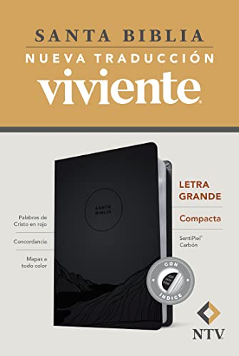 Santa Biblia NTV, Edición compacta, letra grande (SentiPiel, Carbón, Índice, Letra Roja) (Spanish Edition)