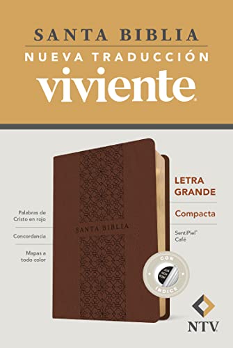 Santa Biblia NTV, Edición compacta, letra grande (SentiPiel, Café, Índice, Letra Roja) (Spanish Edition)