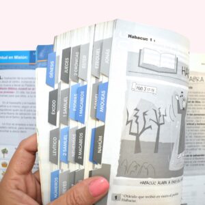 PEZ DE PAPEL Pestañas para Biblia Católica, en español. Catholic Bible Tabs, in spanish (Blue and gray)