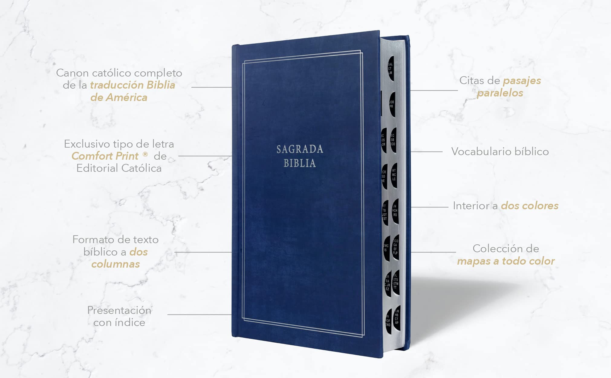 Biblia Católica, Tapa dura, Azul, Tamaño personal con uñero (Spanish Edition)