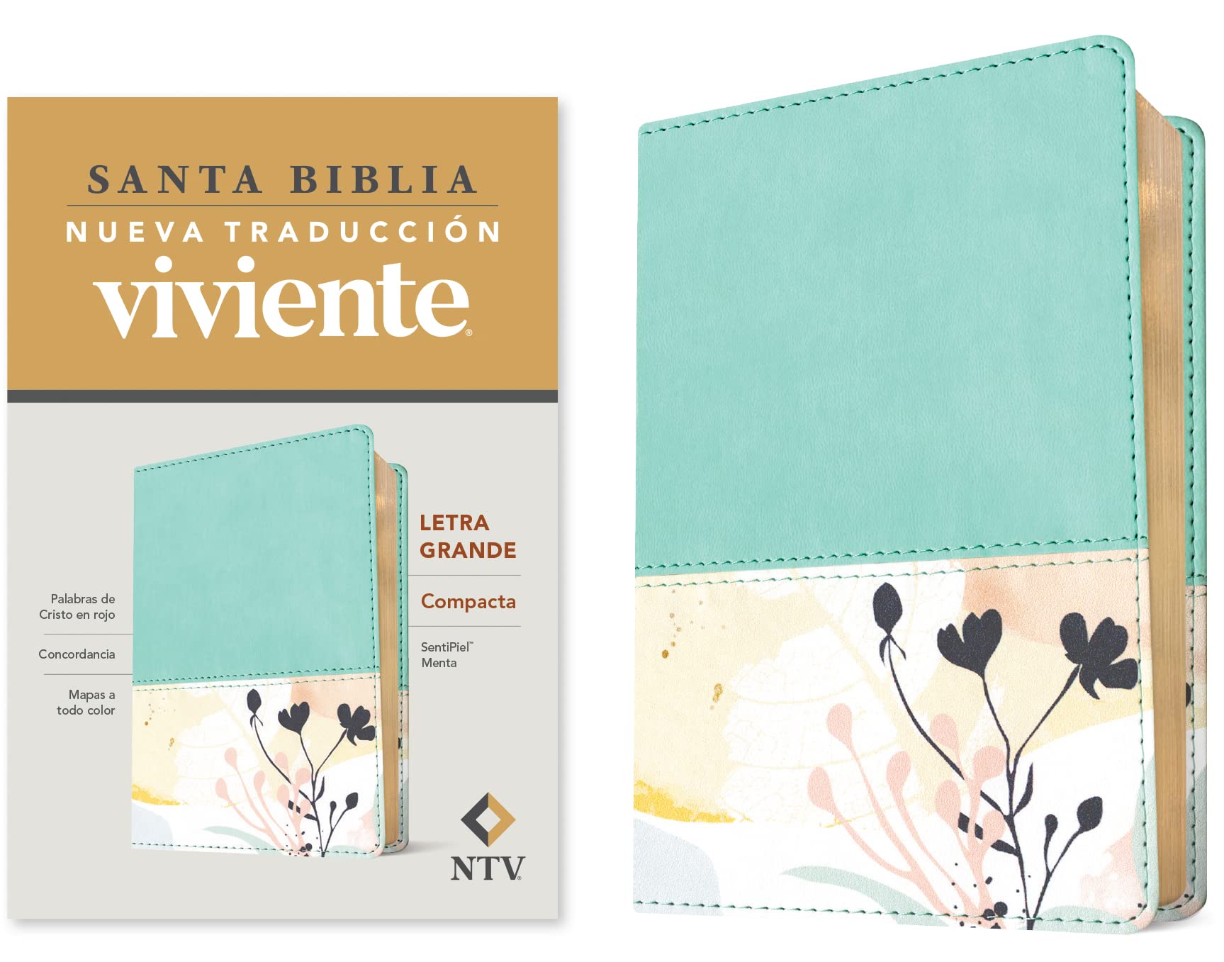 Santa Biblia NTV, Edición compacta, letra grande (SentiPiel, Menta, Letra Roja) (Spanish Edition)