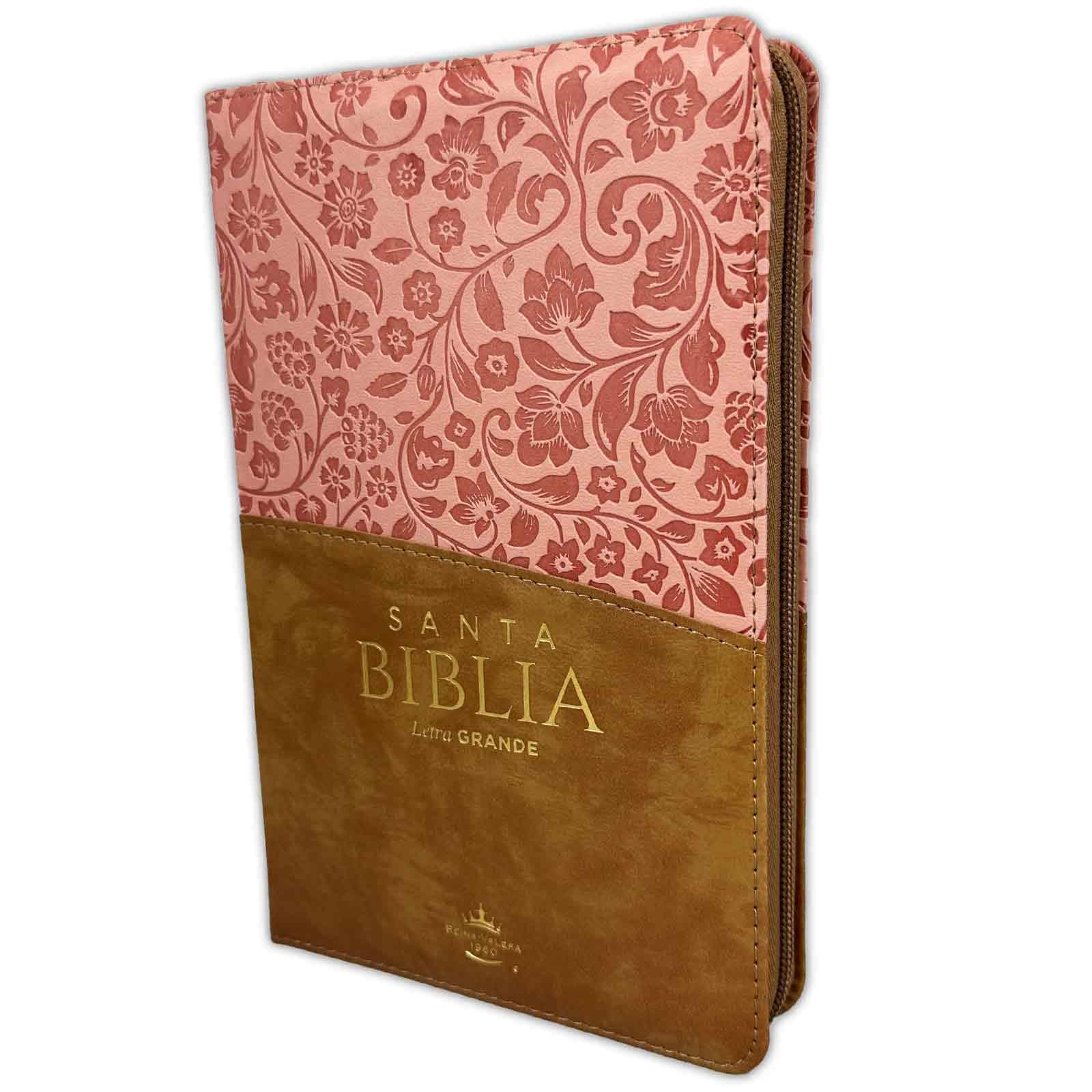 Biblia para Mujer Letra Grande 12 puntos Reina Valera 1960 imitacion piel rosado clasico con indice