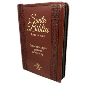 biblia letra grande manual de 12 puntos con cierre y concordancia amplia reina valera 1960 marron con indice