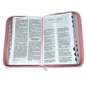 Biblia para Mujeres con Cierre Letra Grande 12 puntos RV1960 rosado con indice - Concordancia y Palabras de Jesus en rojo