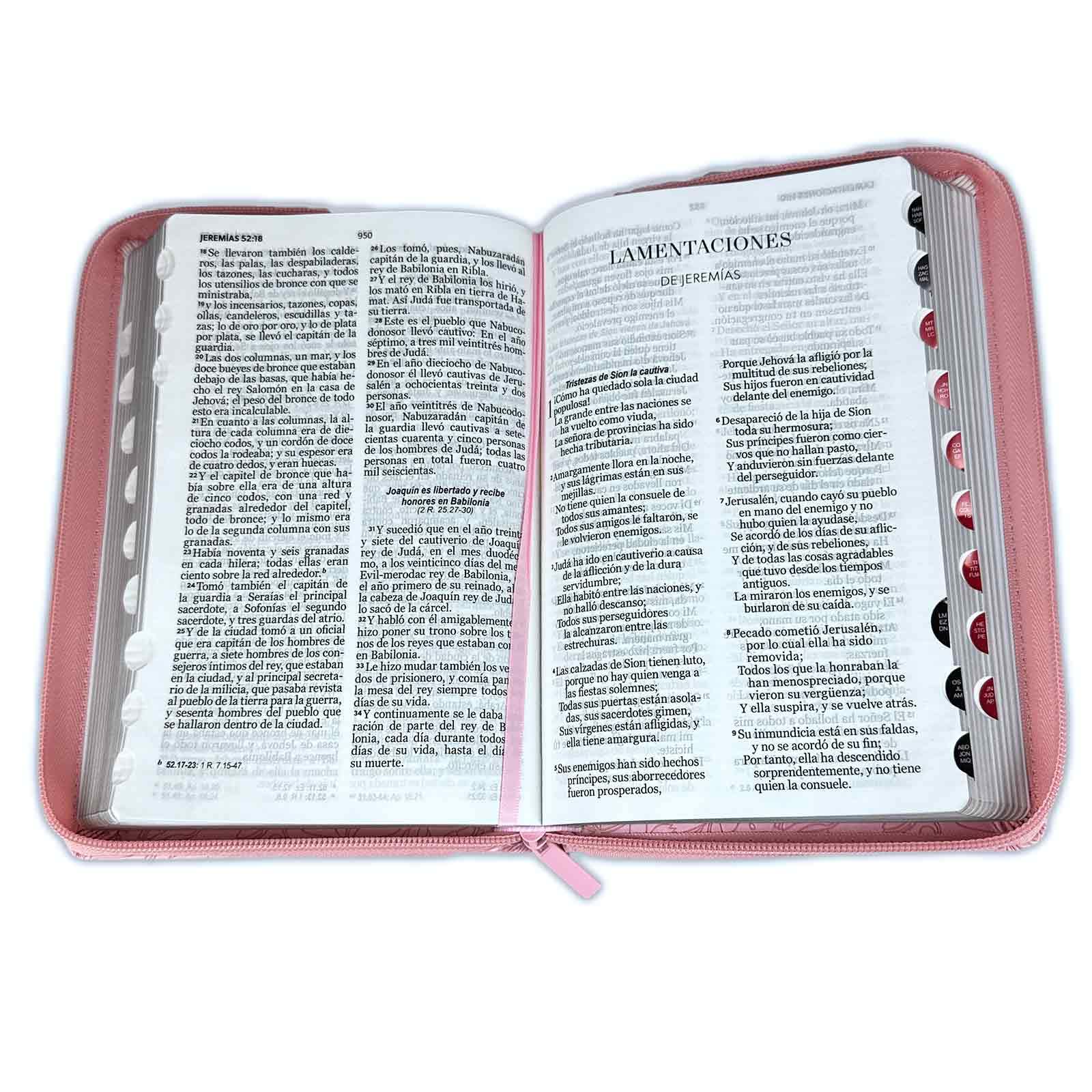 Biblia para Mujeres con Cierre Letra Grande 12 puntos RV1960 rosado con indice - Concordancia y Palabras de Jesus en rojo