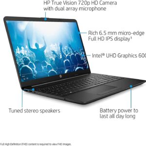 HP Notebook 15 15.6-inch Laptop - Intel Celeron N4020 Processor - 8GB DDR4 Memory - 128GB SSD - Webcam - Type-C - RJ-45 - HDMI - Windows 10 Home (Renewed)