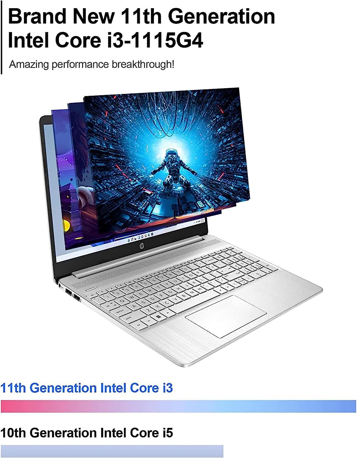 HP 2023 Newest Laptop, 15.6" Touchscreen Display, Intel Core i3-1115G4 Processor, 16GB RAM, 512GB SSD, Intel UHD Graphics, WiFi, Bluetooth, Numeric Keypad, Windows 11 Home in S Mode, Silver