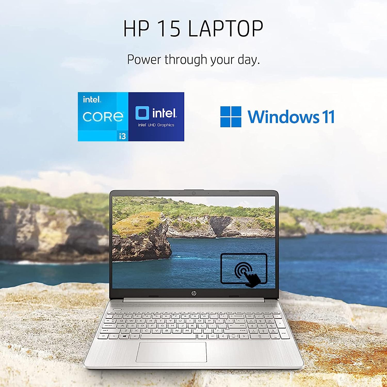 HP 2023 Newest Laptop, 15.6" Touchscreen Display, Intel Core i3-1115G4 Processor, 16GB RAM, 512GB SSD, Intel UHD Graphics, WiFi, Bluetooth, Numeric Keypad, Windows 11 Home in S Mode, Silver