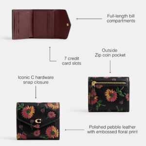 Coach Floral Printed Leather Wyn Small Wallet, Black Multi