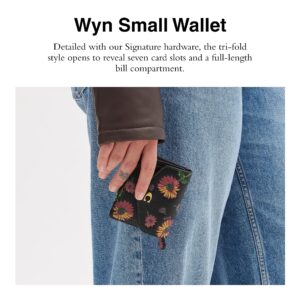 Coach Floral Printed Leather Wyn Small Wallet, Black Multi