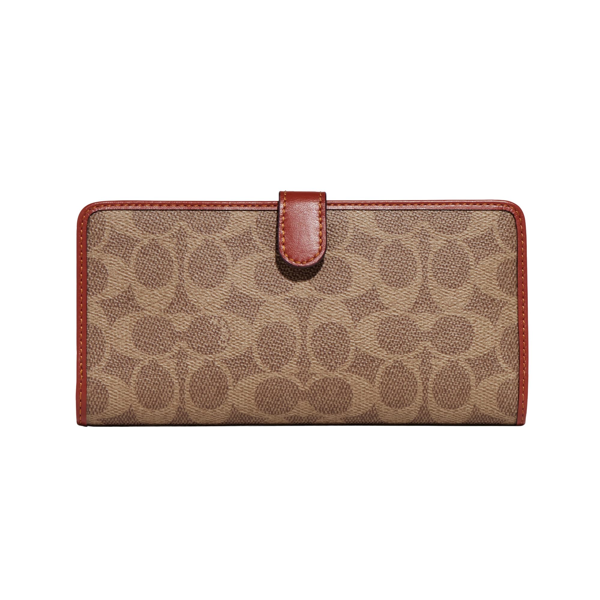 Coach Coated Canvas Signature Skinny Wallet, Tan/Rust