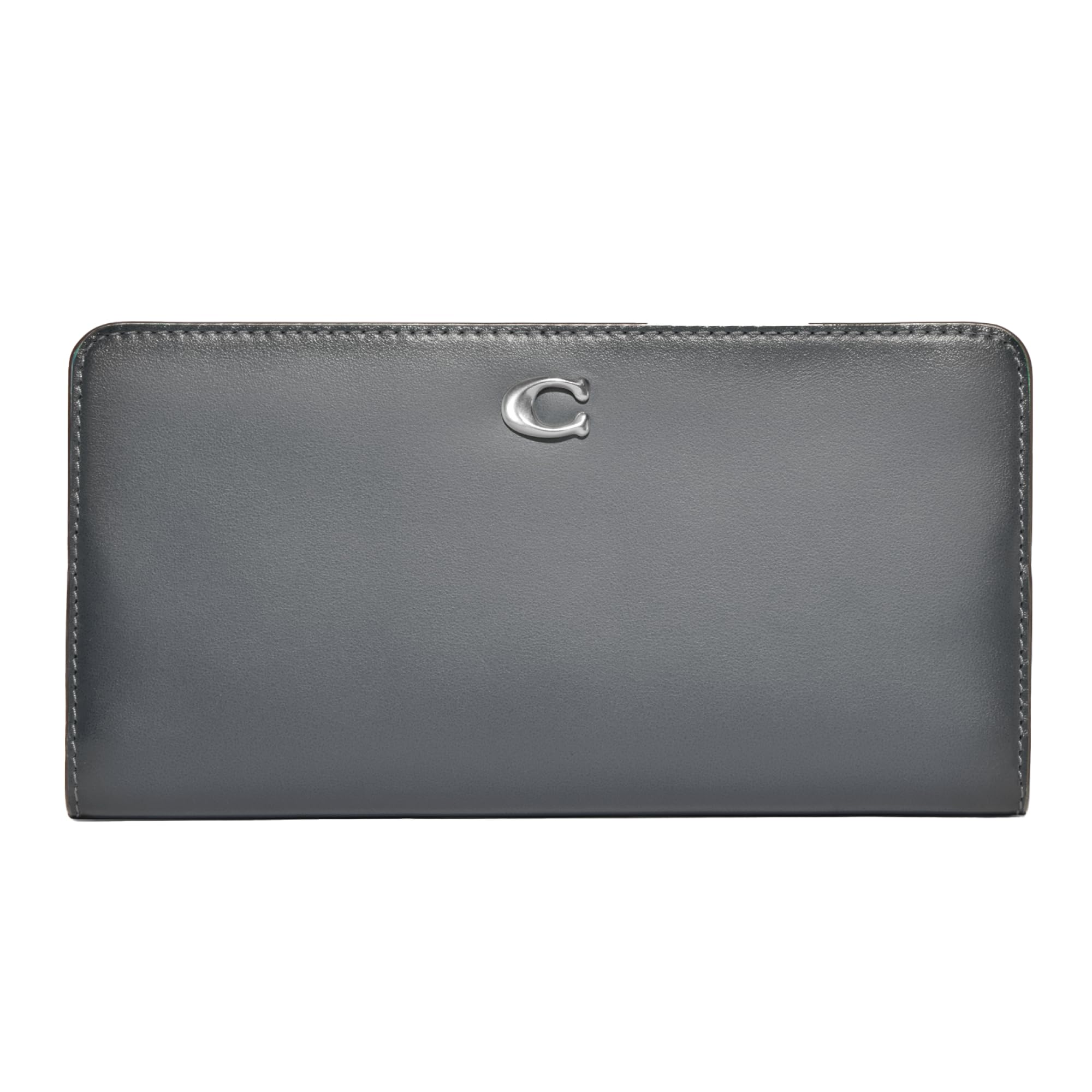 Coach Smooth Leather Skinny Wallet, Grey Blue