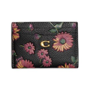 Coach Essential Floral Printed Leather Card Case, Black/Multi