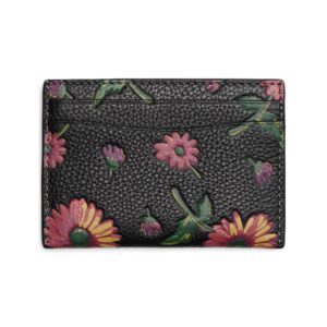 Coach Essential Floral Printed Leather Card Case, Black/Multi