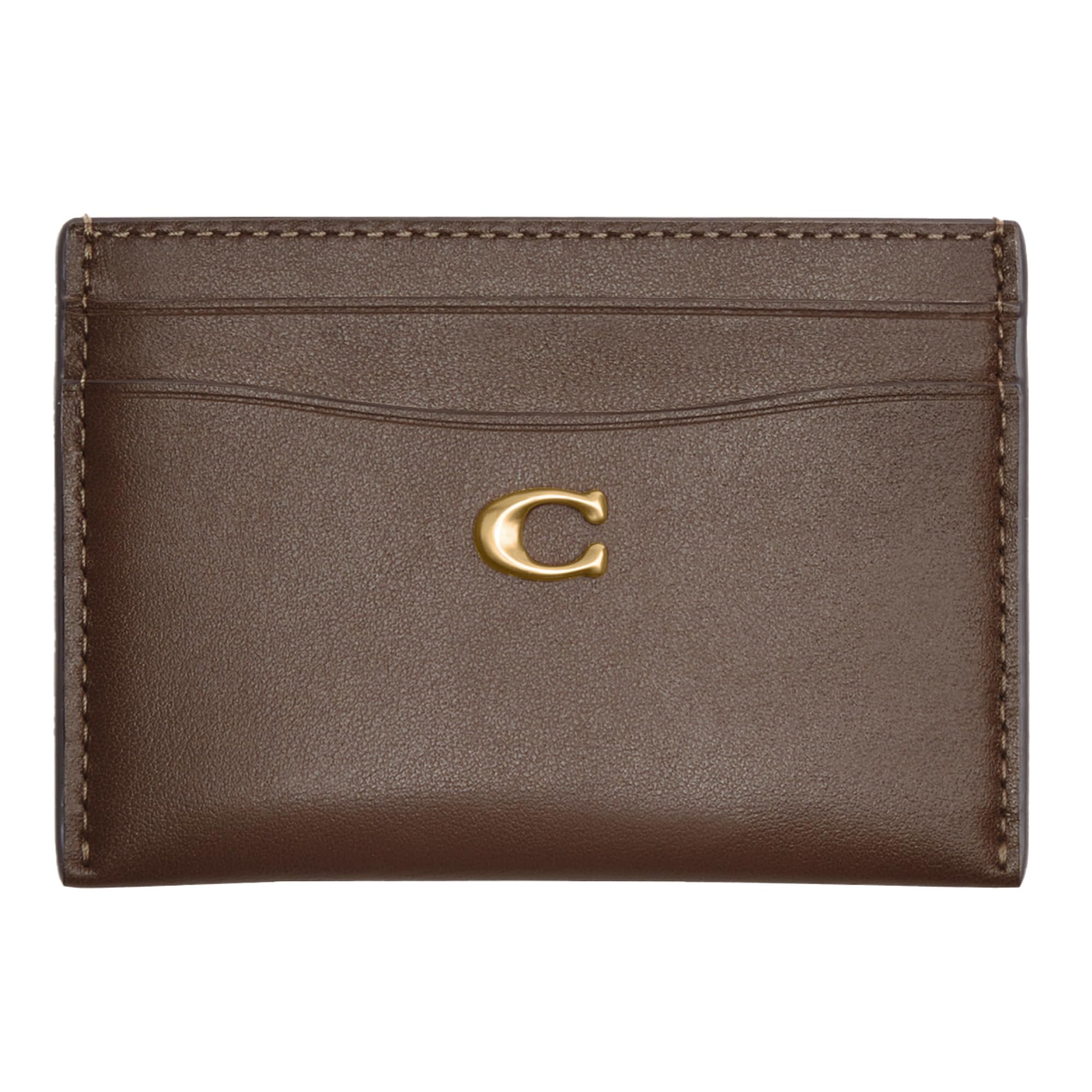 Coach Refined Calf Leather Essential Card Case, Dark Stone