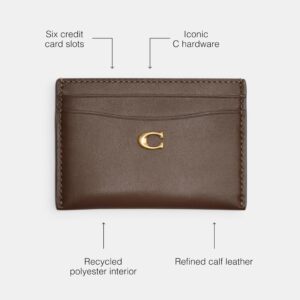 Coach Refined Calf Leather Essential Card Case, Dark Stone