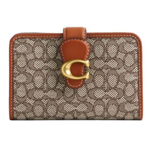 coach women's mini signature jacquard tabby medium wallet, b4/cocoa burnished amb, one size
