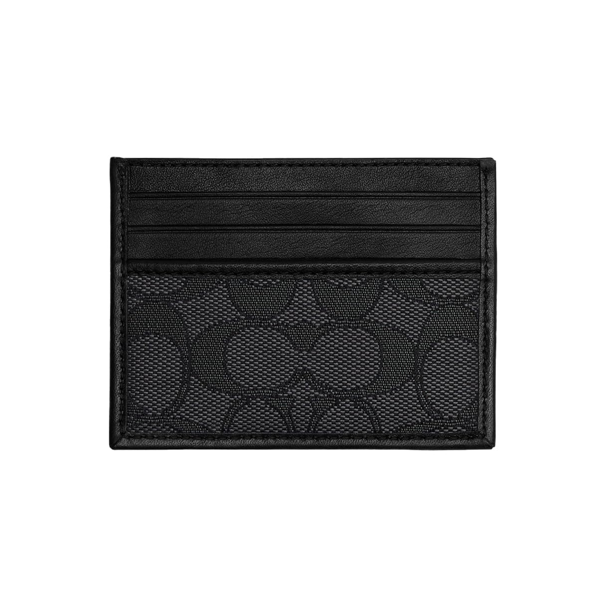 Coach Womens Refined Card Case in Signature Jacquard, Charcoal/Black