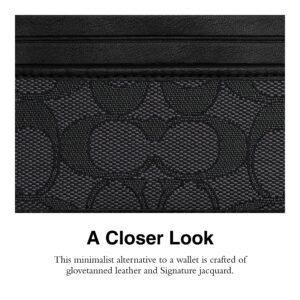 Coach Womens Refined Card Case in Signature Jacquard, Charcoal/Black