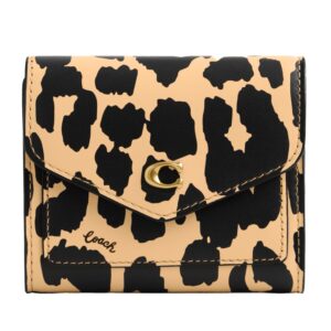 coach leopard printed leather wyn small wallet, leopard