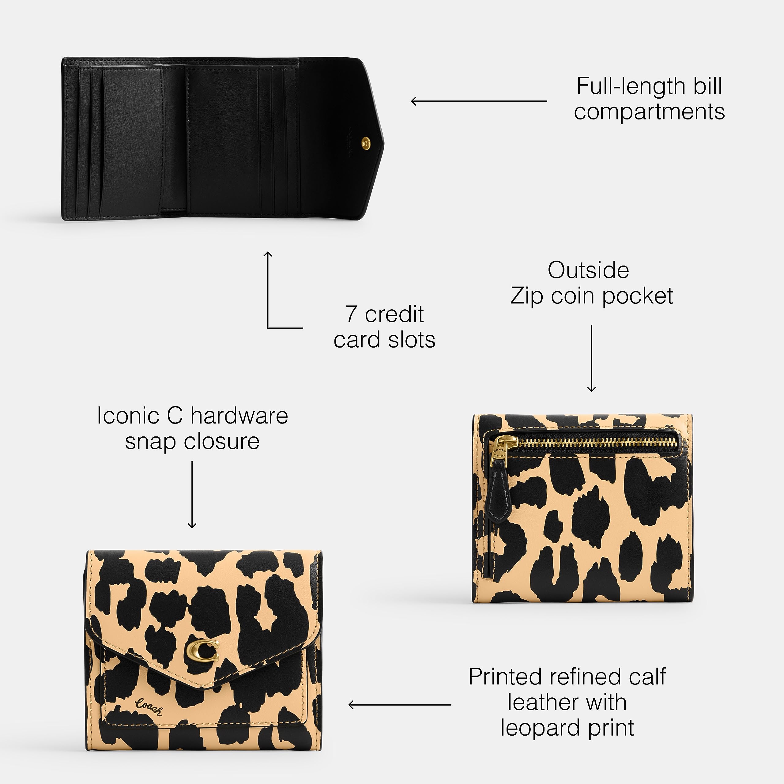 Coach Leopard Printed Leather Wyn Small Wallet, Leopard