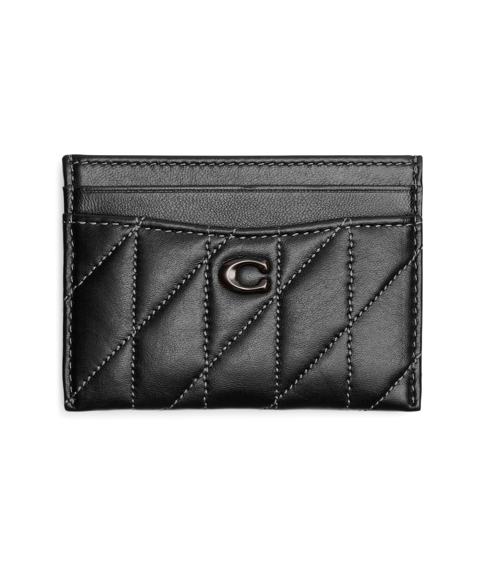 Coach Quilted Pillow Leather Essential Card Case Black One Size