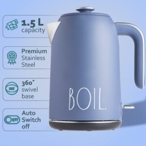 Rae Dunn Electric Water Kettle - Stainless Steel Coffee Maker, 1.7 Liter Tea Kettle, Electric Hot Water Kettle with Automatic Shut Off Boil-Dry Protection, 1500 Watt Boiling Power (Navy)