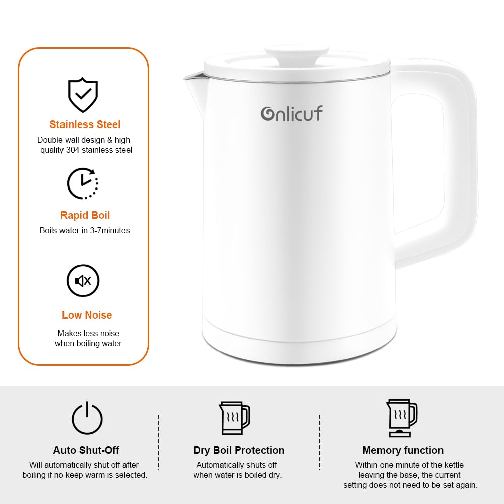 Onlicuf Temperature Control Electric Hot Water Kettle, 6-in-1 Electric Tea Kettle with 304 Stainless Steel Interior,1.5 Liter,Auto-Off & Boil-Dry Protection, Keep Warm, Fast Boiling, BPA Free