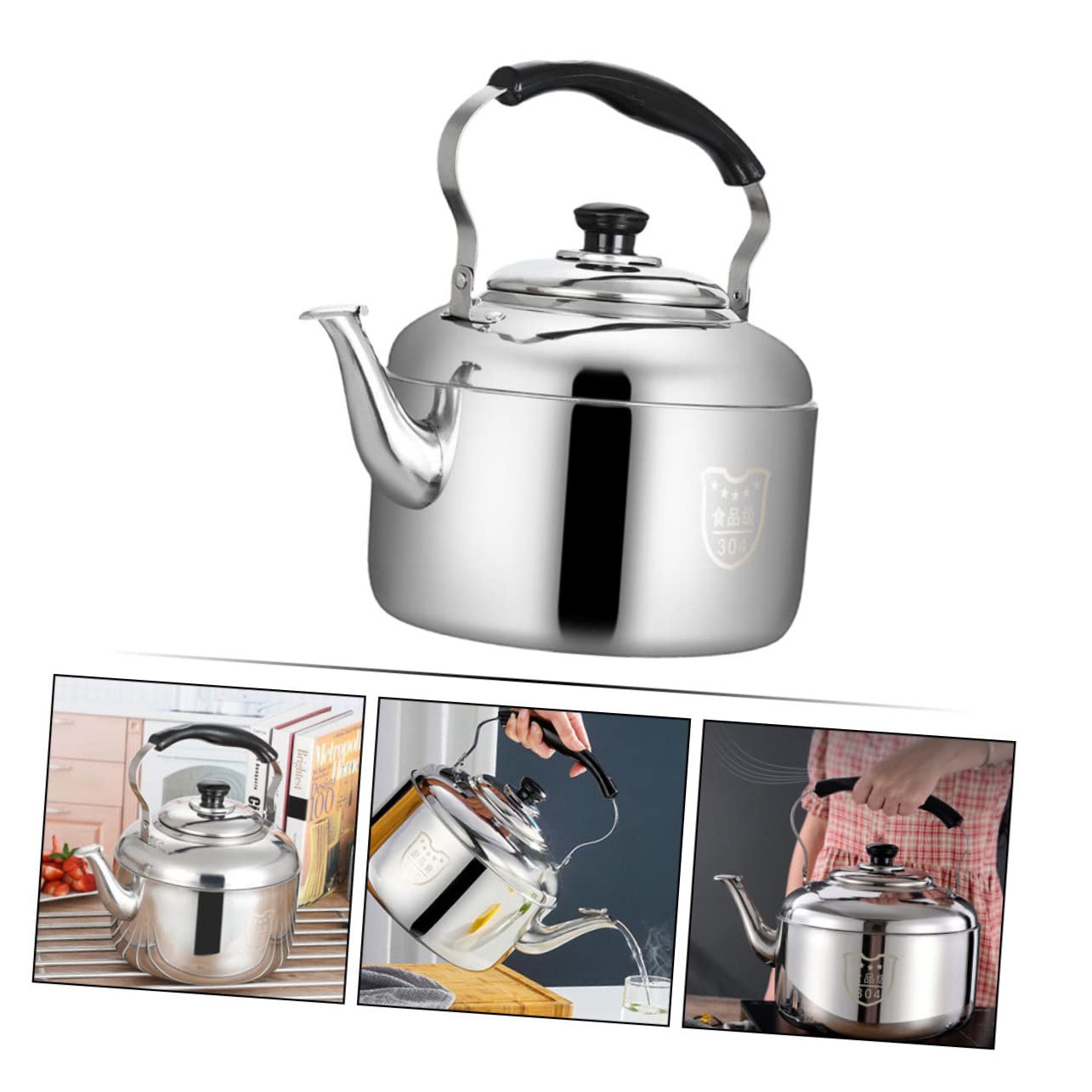 FELTECHELECTR 304 Stainless Steel Kettle Stoveto Water Kettle Loud Sound Tea Kettle Whistling Teapot Stainless Steel Teakettle Teapot Whistling Tea Pot Gooseneck Pot Household Products Cordless