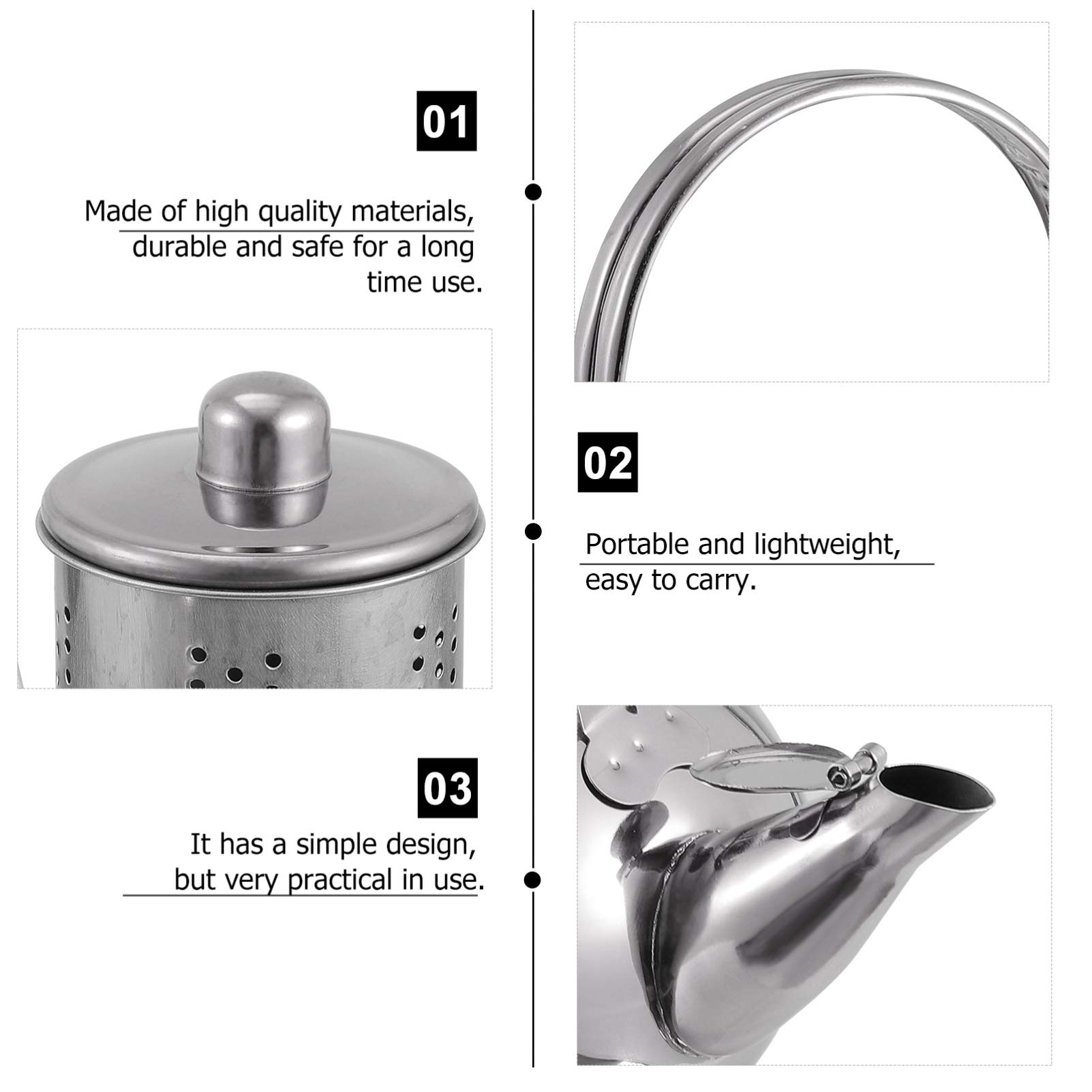 OSALADI Stainless Steel Tea Kettle with Filter Stovetop Tea Pot 1L Boiling Teapot Coffee Tea Kettle Heating Water Container Water Boiling Kettle Hot Water Kettle for Outdoor Camping Gas Stovetop