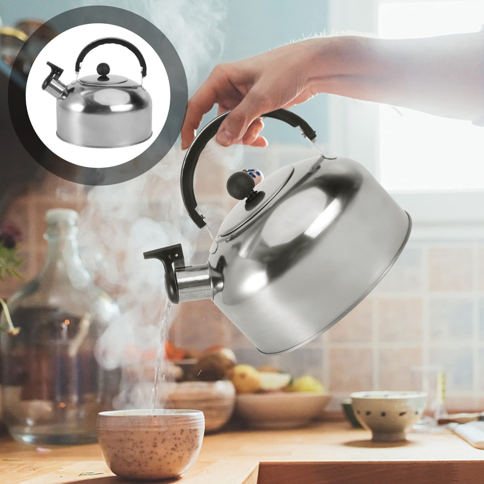 SHERCHPRY 2L Stainless Steel Teapot Stovetop Boiling Water Kettle Heat Water Kettle Flat Bottom Kettle for Stove Kettle Water Boiler Tea Pot Tea Pot