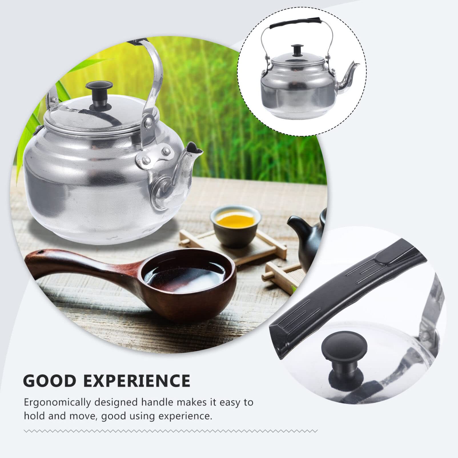 SHERCHPRY Aluminum Tea Kettle Metal Stovetop Kettle Camping Tea Kettle Metal Water Kettle Coffee Kettle for Home Restaurant