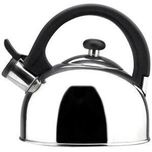 magefesa® nubia black kettle stovetop, whistling kettle teapot, 2.1 quart, made in stainless steel, with heat proof ergonomic handle, small tea pot