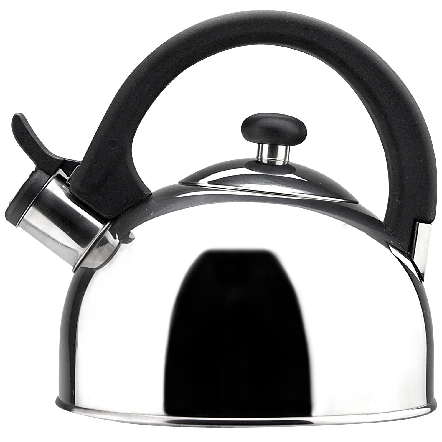 Magefesa® Nubia Black Kettle stovetop, whistling kettle teapot, 2.1 Quart, made in stainless steel, with heat proof ergonomic handle, small tea pot