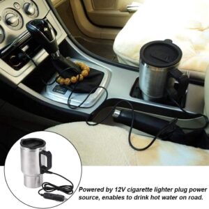 Car Kettle Electric Kettle Camping 12V 450ml Coffee Maker Water Boiler 65°C/149°F, Portable Travel Car Truck Kettle Hot Water Heater Bottle for Tea Coffee Making Cigarette Lighter Heating Cup, 60W