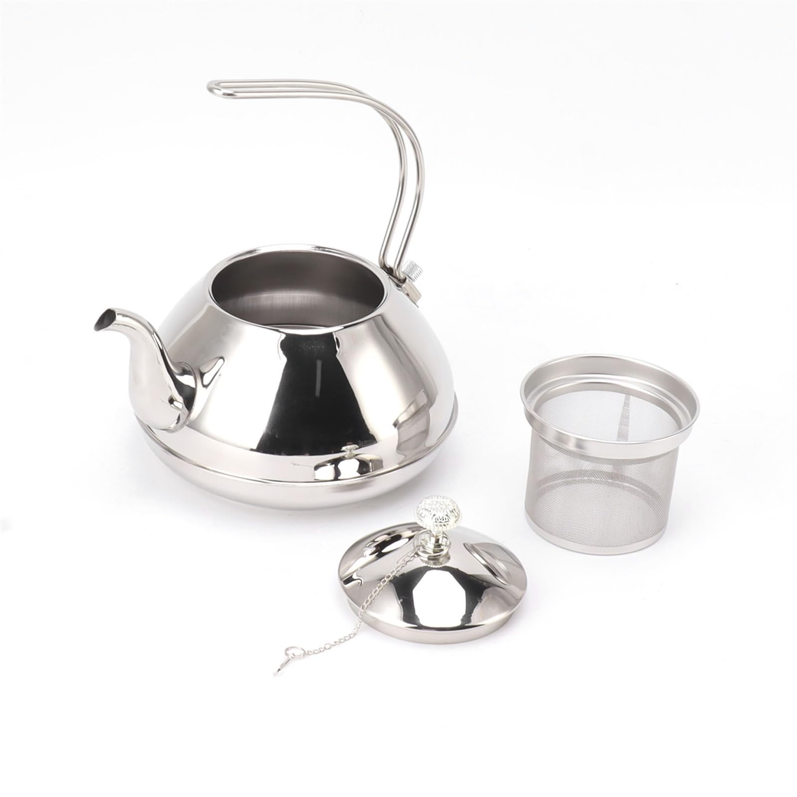 Stainless Steel Tea Kettle,Countertop Tea Kettle,Food Grade Stainless Steel,Large Capacity Tea Kettle with Strainer for Stovetop,Tea Kettle for Gas,Induction,Electric Stoves(Silver)