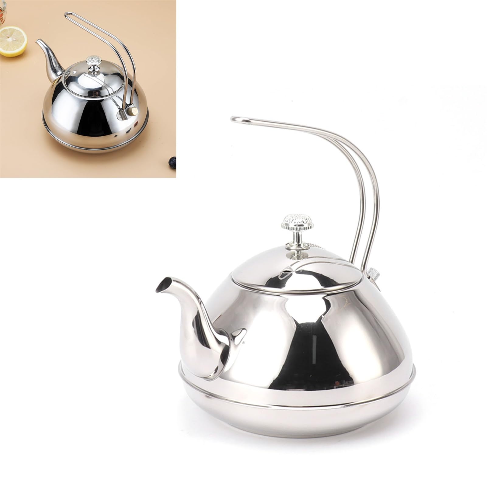 Stainless Steel Tea Kettle,Countertop Tea Kettle,Food Grade Stainless Steel,Large Capacity Tea Kettle with Strainer for Stovetop,Tea Kettle for Gas,Induction,Electric Stoves(Silver)