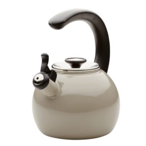 Circulon Enamel on Steel Whistling Teakettle/Teapot With Flip-Up Spout, 2 Quart - Gray