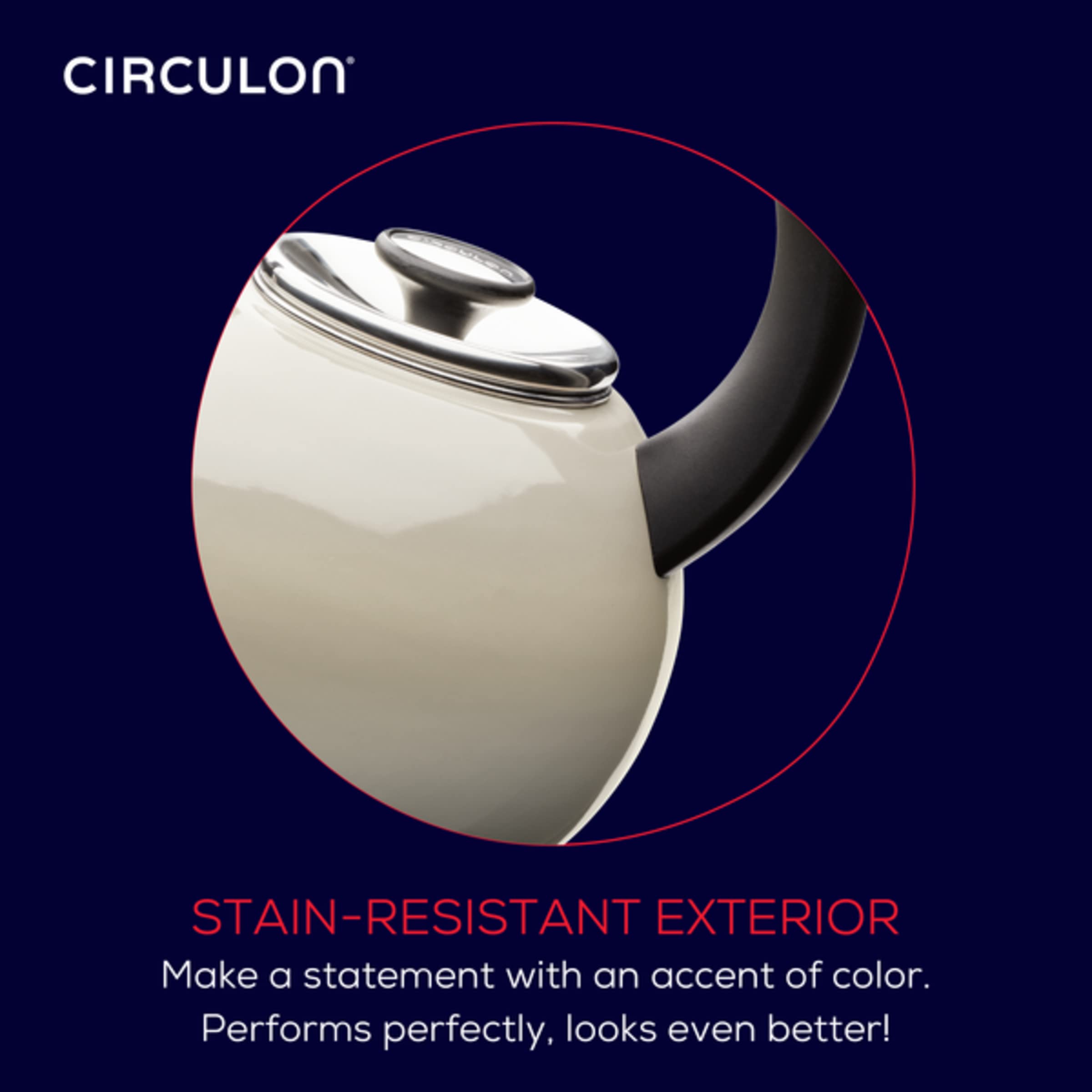 Circulon Enamel on Steel Whistling Teakettle/Teapot With Flip-Up Spout, 2 Quart - Gray