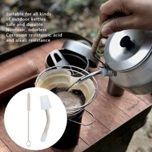 Stainless Steel Extended Kettle Spout with 10cm Brush, Coffee Kettle Spout for Home Kitchen Outdoor Use