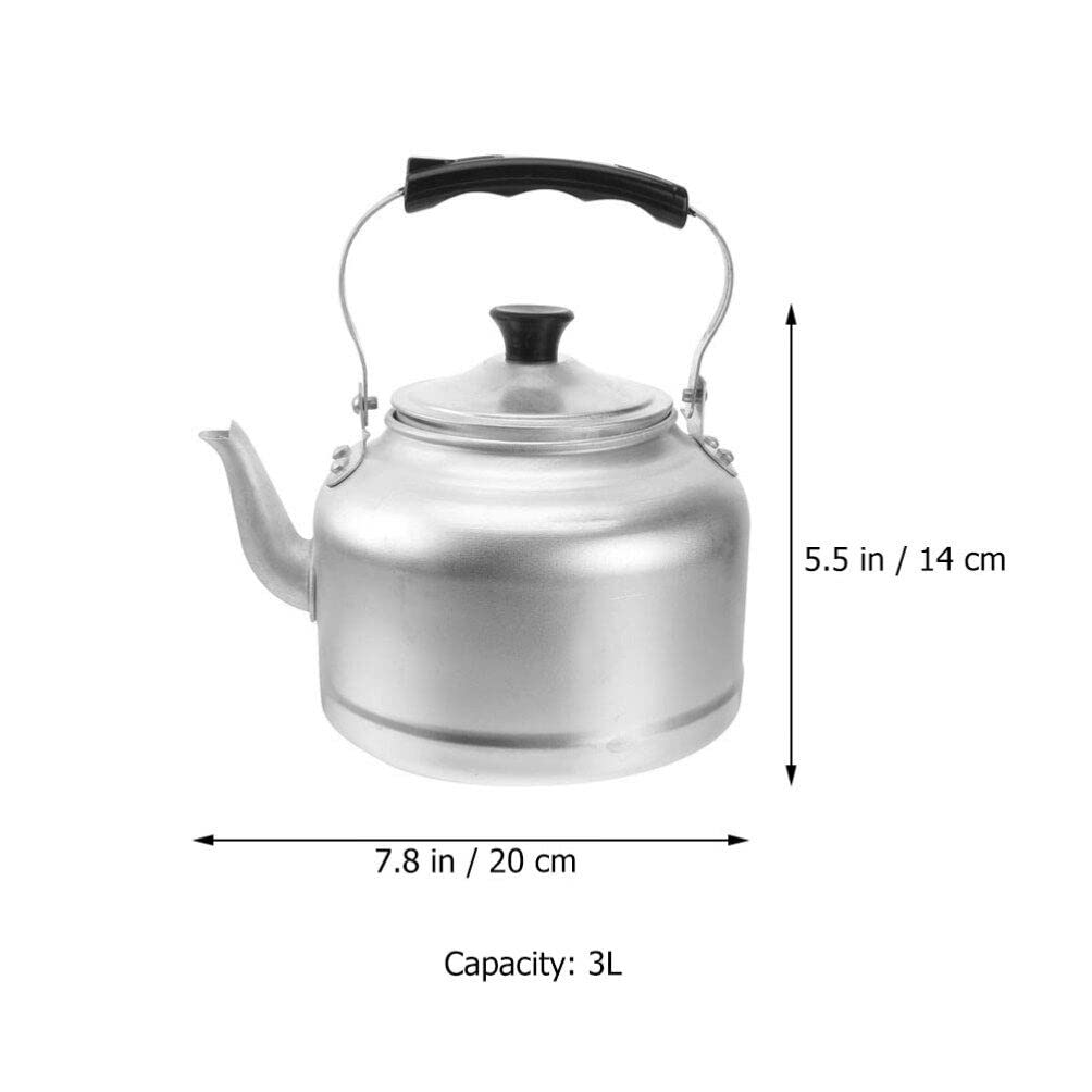 CALLARON Metal Tea Kettle Camping Stove Aluminium Tea Kettle 3L Stovetop Teakettle Classic Teapot Metal Tea Pots for Stove Top with Thin Fast Heating Base Vintage Kitchen Water Kettle