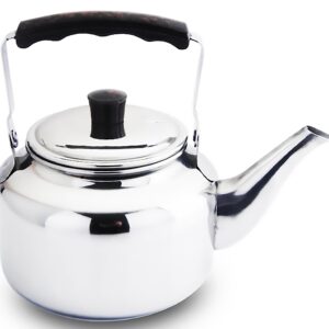 Chandler 3.12 Liter Tea Pot, Vintage Tea Kettle - 4mm Stainless Steel Pot - Hard to Dent | Ergonomic Handle with a Cool Grip | Portable Tea Kettle For Camping (Silver Colour, 3.12 L)