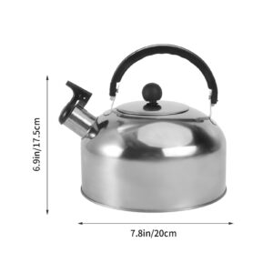 Housoutil 1PC Stainless Steel Whistling Tea Kettles, Silver Water Boil Kettle, 2L/1.81Quart Sounding Induction Cooker Flat Bottom Kettle for Coffee, Tea, Milk (Electric Applicable)