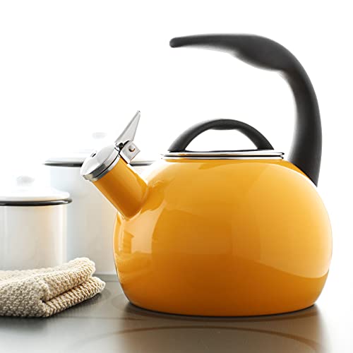 Chantal Anniversary Enamel on Steel Whistling Teakettle, 2 Quart, Marigold