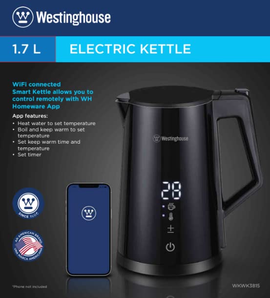 Westinghouse 220 volts Kettle -Smart -Double Wall-Variable Temperature kettle - Stainless steel interior and cool touch exterior 1.7 LIter 220v 240 volt (NOT FOR USE IN USA)