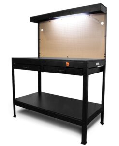 wen wb4723t 48-inch workbench with power outlets and light, black