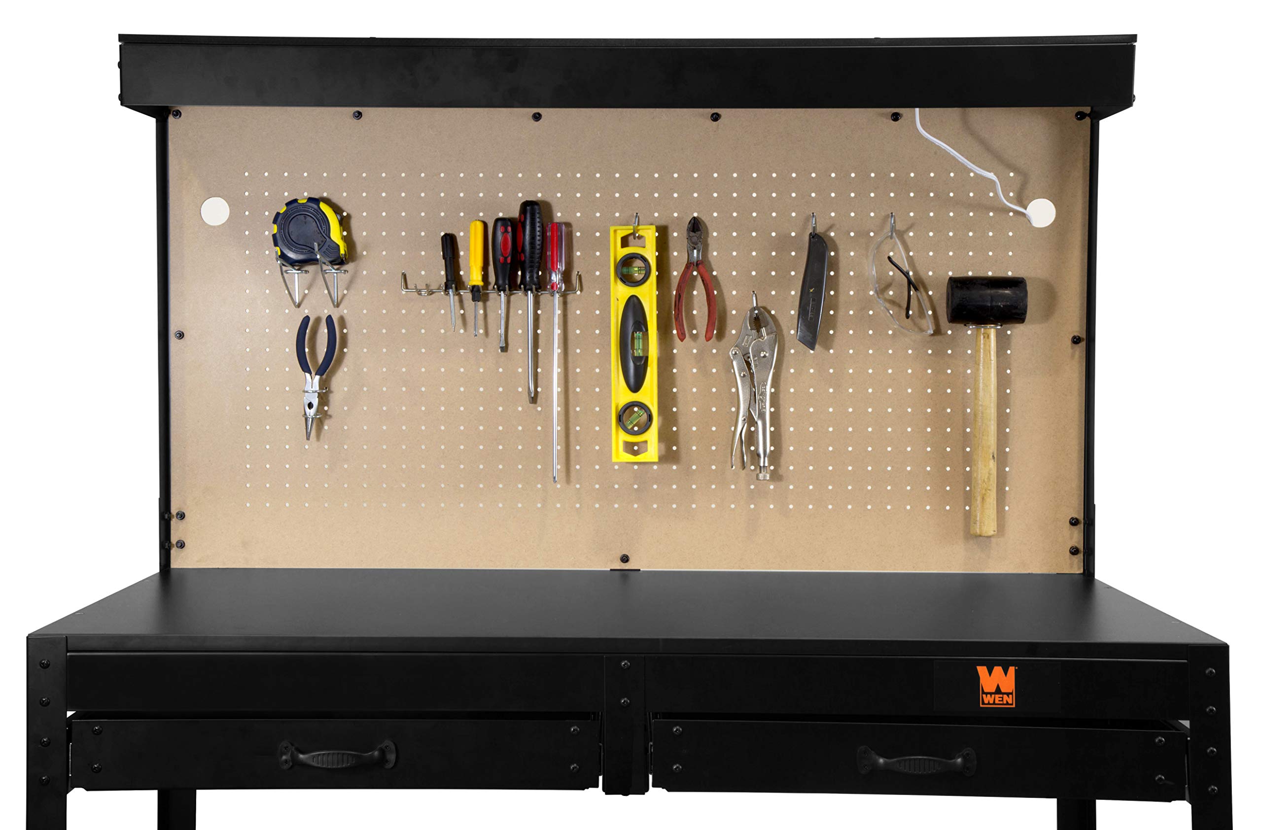 WEN WB4723T 48-Inch Workbench with Power Outlets and Light, Black